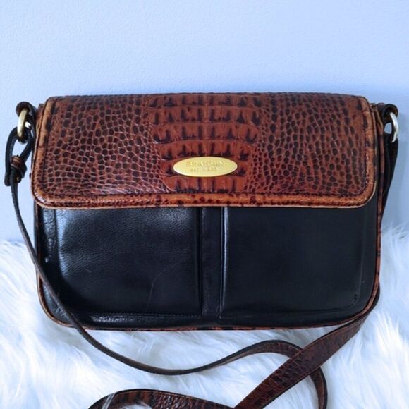 Brahmin Tuscan vintage croc-embossed satchel crossbody EUC - Picture 2 of 11